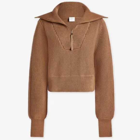 Varley Mentone Half-Zip Knit Chunky Oversized Pullover, Golden Brown, Large - Picture 3 of 6